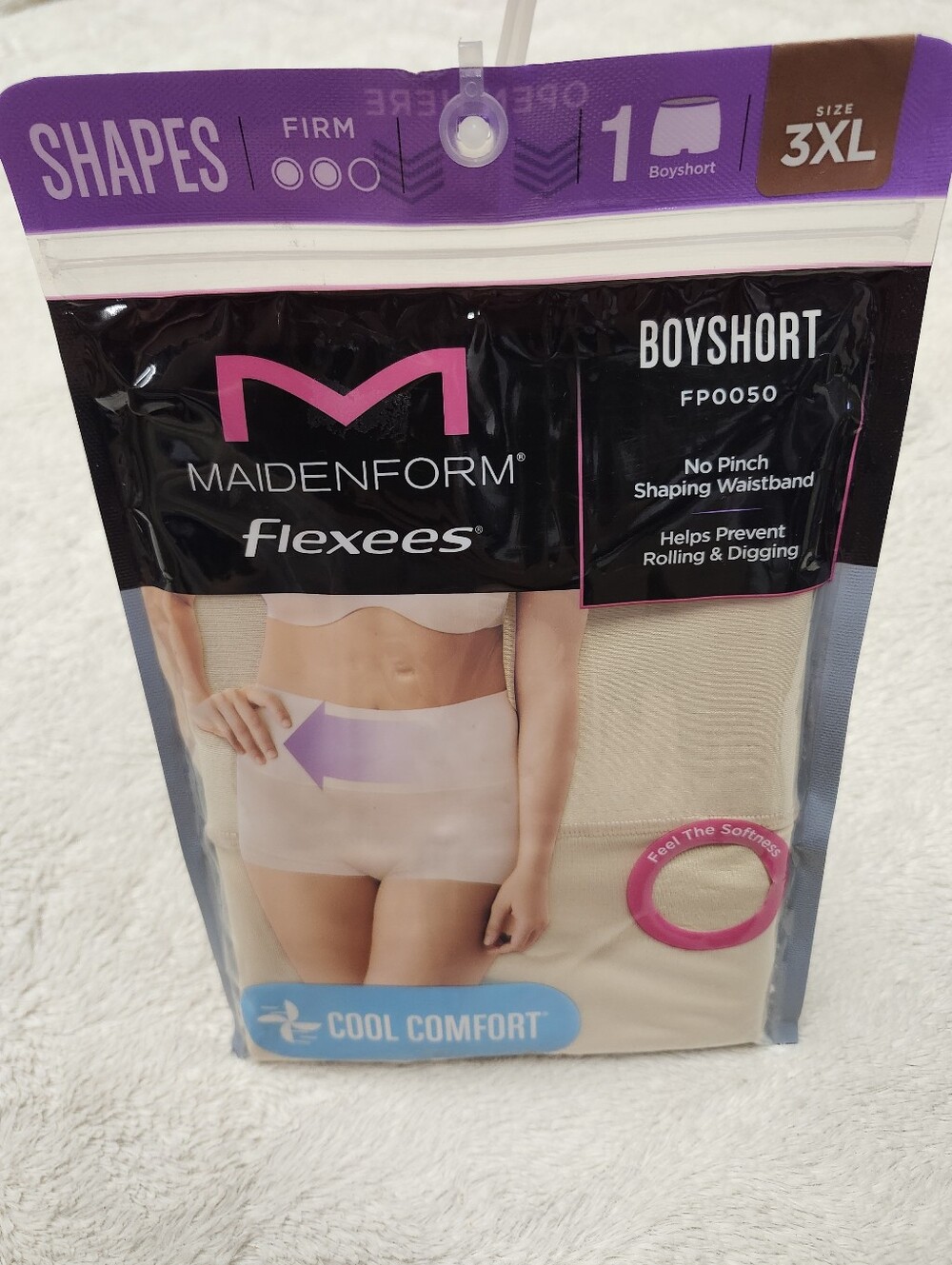 NWT Maidenform Flexees Cool Comfort Boyshort Shapewear Size 3XL Beige